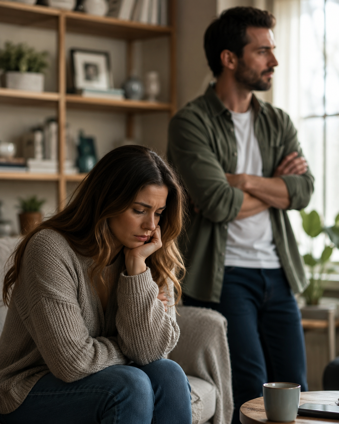 Persona afectada por una relación tóxica y la distancia emocional en la pareja